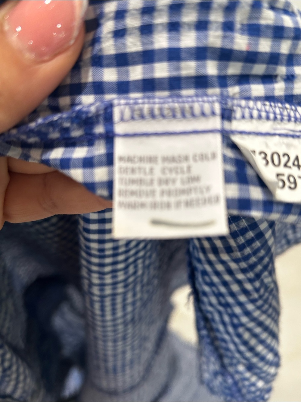 Foxcroft blue white Gingham Button Front Lightweight Classic Preppy Top - Picture 7 of 7